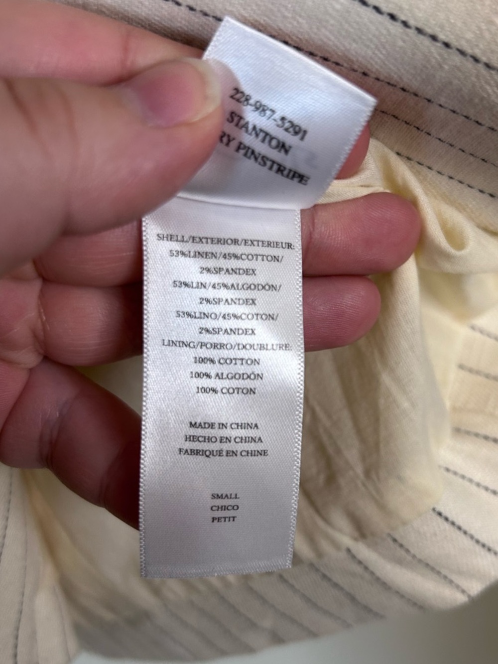 Rails Stanton Ivory Pinstripe Double Button Linen Cotton Blend Blazer Size Small - Picture 5 of 8